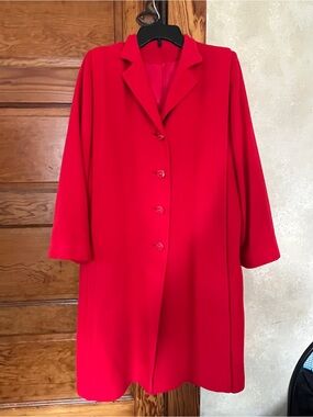 Vintage Old Money Quiet Luxury Red Cashmere Button Down Women’s Overcoat Sz M/L